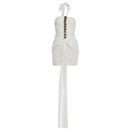 SXR K6D10370A lace see-through ribbon halter dress
