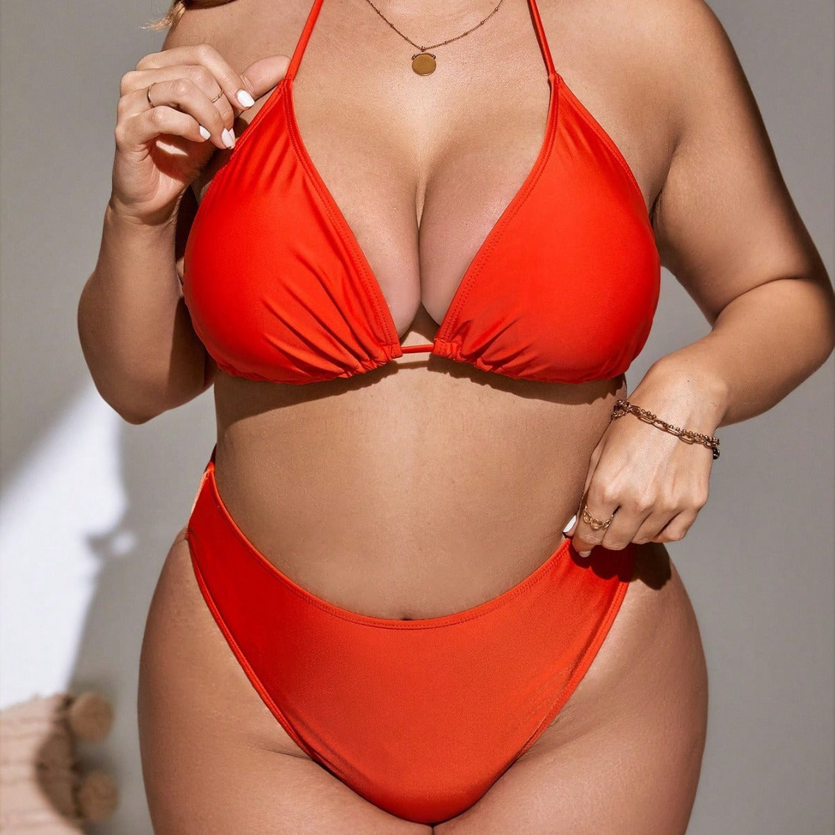 LF (L-4XL) bikini sexy suit split color printing plus size swimsuit