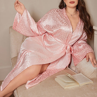 DNL emulation silk nightgown spring pajamas cardigan lace bathrobe