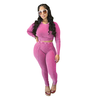 MYF (S-2XL) K10645 casual tight sunken stripe long sleeve sports
