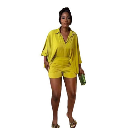 GY (S-3XL) S10731 batwing sleeve shirt loose two-piece suit