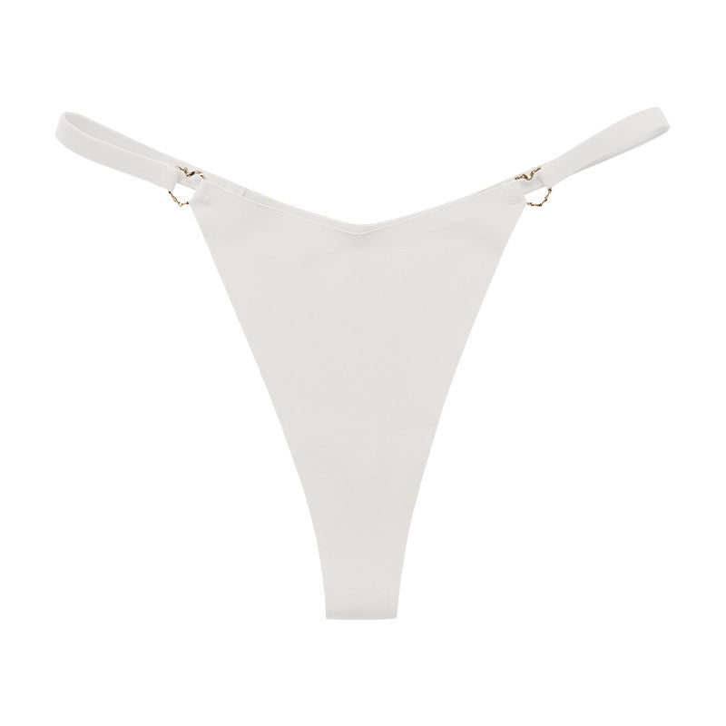 Thin belt low waist love ring seamless ice silk T-shaped Panties Plus size cotton crotch T-back