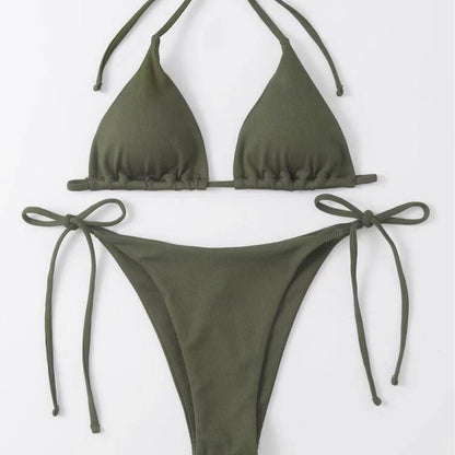 (4 days ready to ship) SY three-point small sunken stripe split bikini
