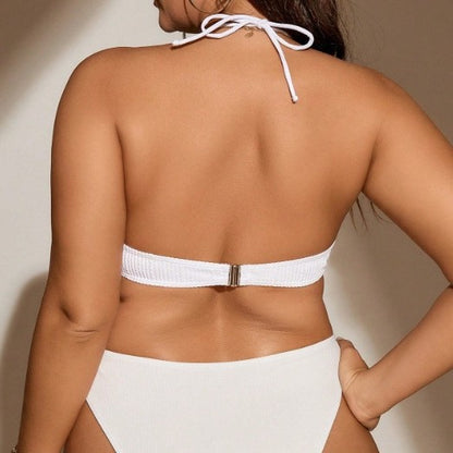CL (L-4XL) split bikini large size swimsuit women's sexy with steel support special fabric Halter