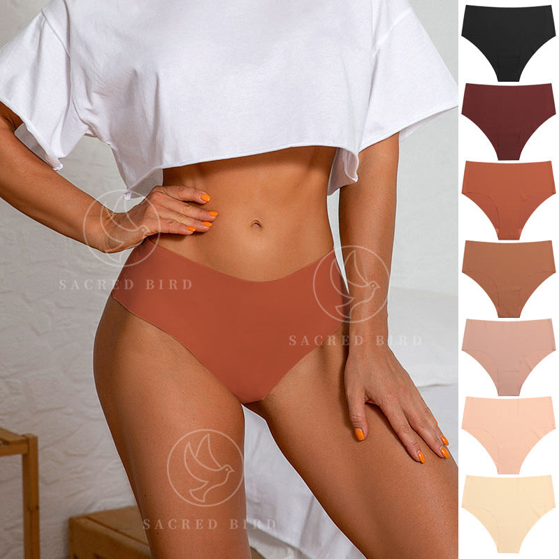 Mid-waist purified cotton crotch one-piece seamless Ice Silk quick-drying briefs