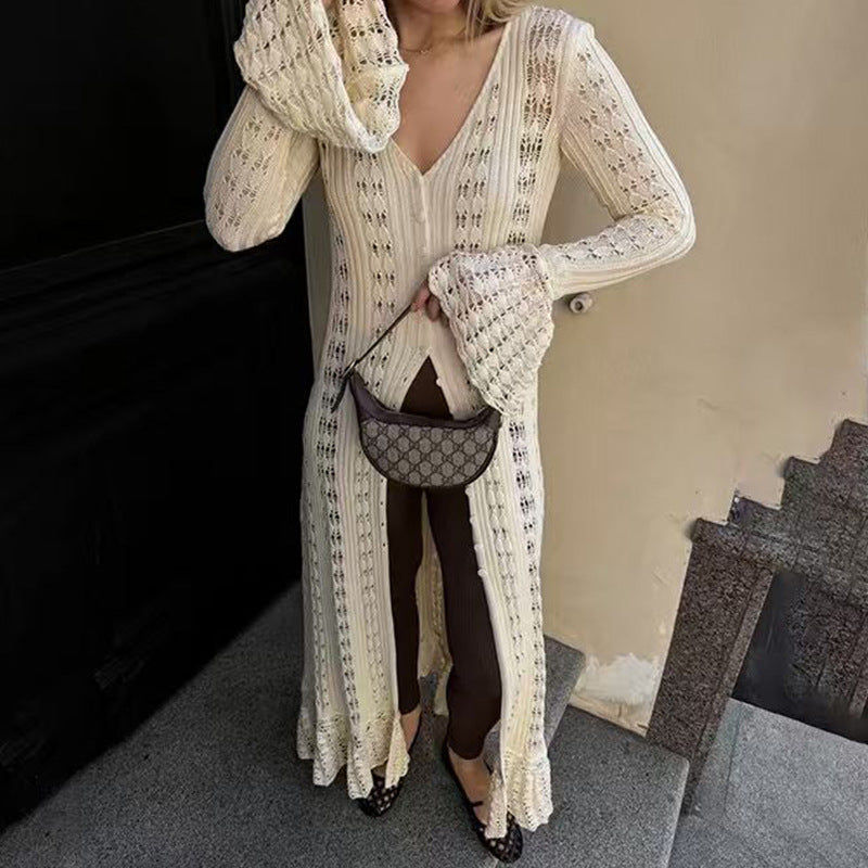 CYB knitted cardigan coat bell sleeve V-neck blouse