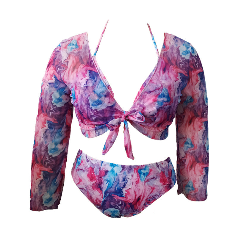 LF (L-4XL) swimsuit women's large size three-piece suit sexy two-piece with yarn