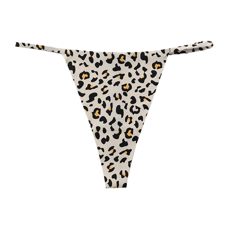 Low waist T-shaped panties seamless Ice Silk plus size a rope underwear animal pattern sports quick-drying T-back