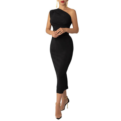 MYF (S-2XL) 20146 shoulder backless dress