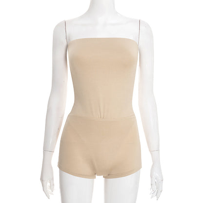DZHT Y25ST545 collarless sleeveless bodysuit tube top jumpsuit