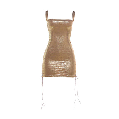SXR K6D08022A summer tied slim fit hip spaghetti straps dress