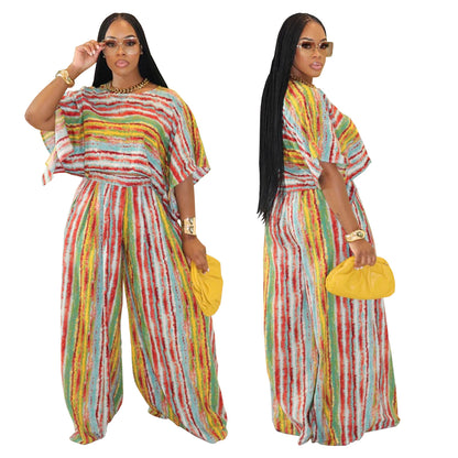 XYZ C7467 casual striped top pants two-piece set