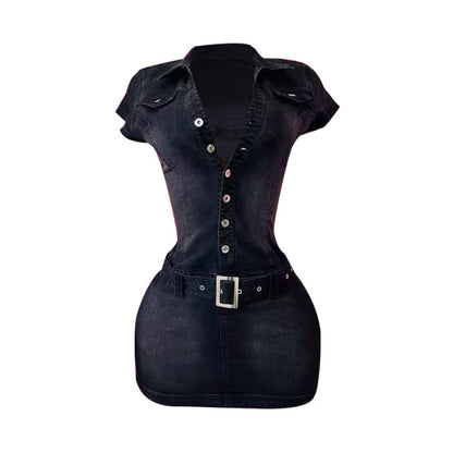 MZ (S-2XL) denim short sleeve MZ88635 slim stretch dress