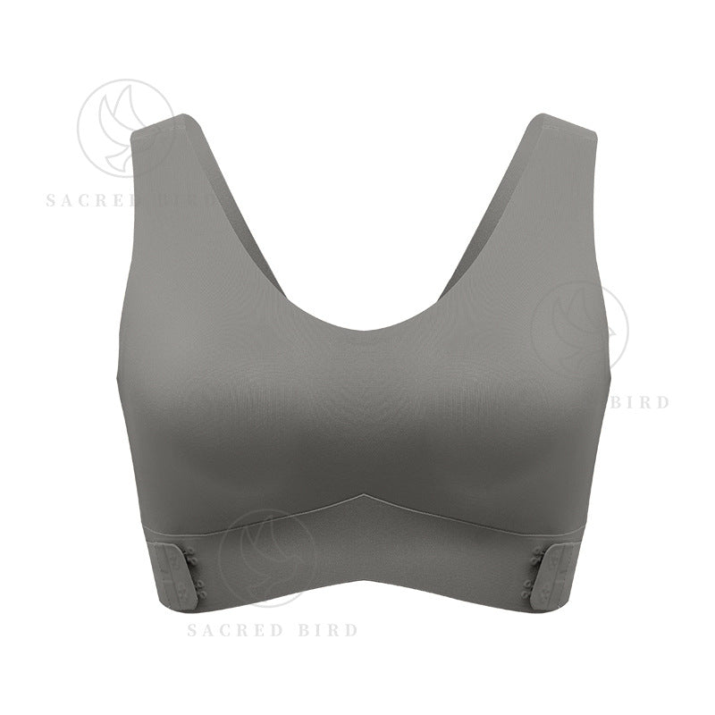 Side open buckle without steel ring side drawing gathering bra seamless thin breathable workout exercise underwear