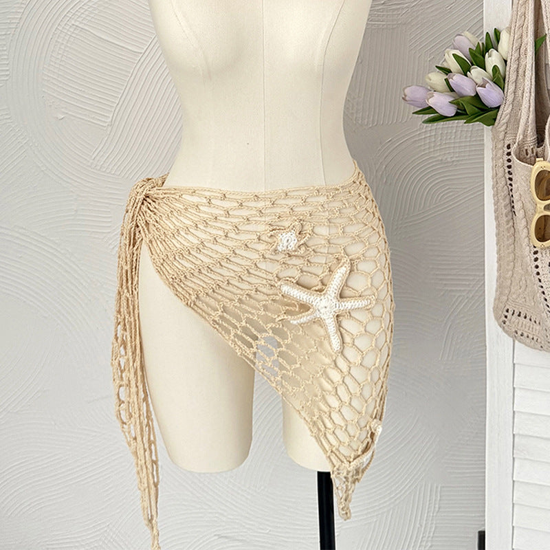 CYB starfish hand crocheting beach triangle shawl fishnet sunscreen beach towel