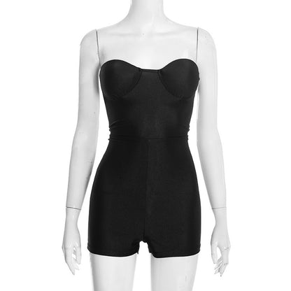 DZHT D25RP583 tube top backless tight one-piece shorts