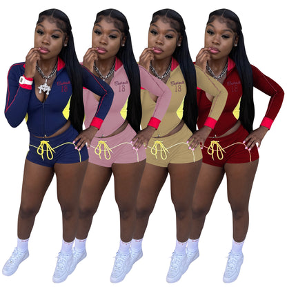 MZ (S-2XL) MZ88660 embroidery contrast color stretch sportswear