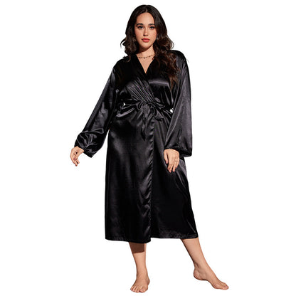DNL ice silk bathrobe spring silk pajamas