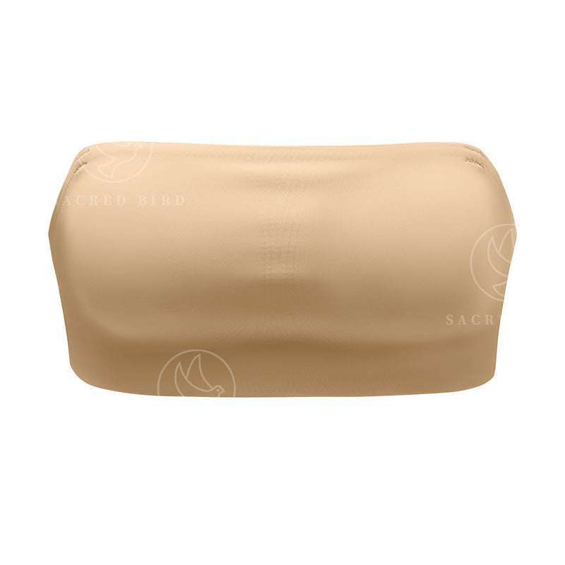 Strapless underwear non-slip band chest pad one-piece wrapped chest seamless wireless Ice Silk breathable quick-drying bra