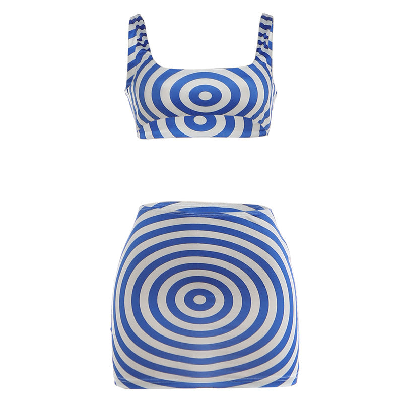DLS summer tube top sling spiral low waist skirt outfit