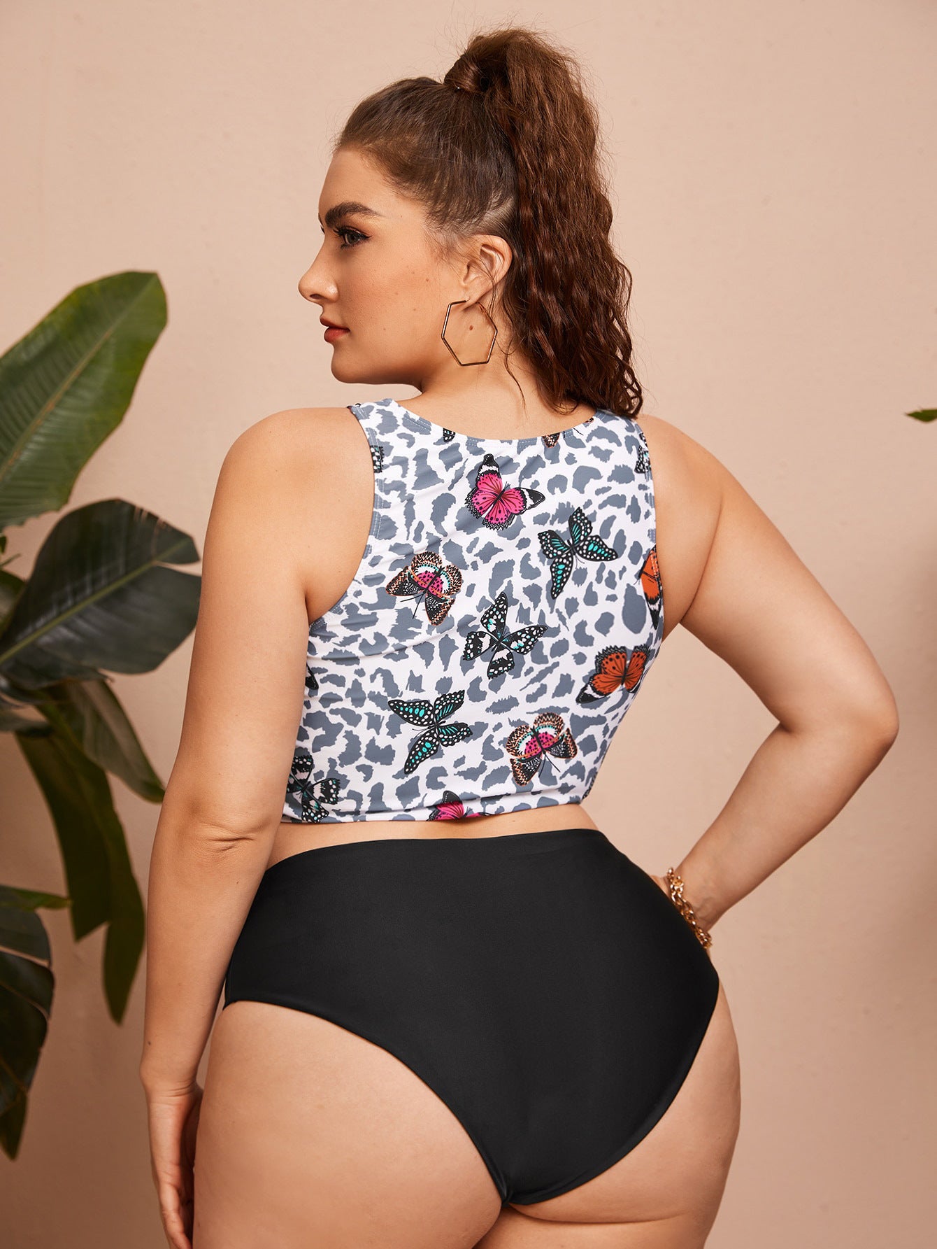 LF (L-4XL) swimsuit women's sexy split bikini floral plus size plus-sized