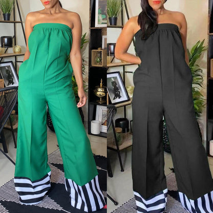 GY (L-3XL) SRS10432 stitching printing contrast color jumpsuit
