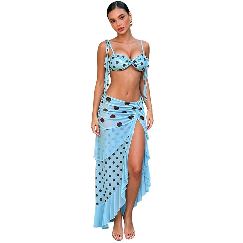 SXR K6S09228A camisole split ruffled long skirt suit