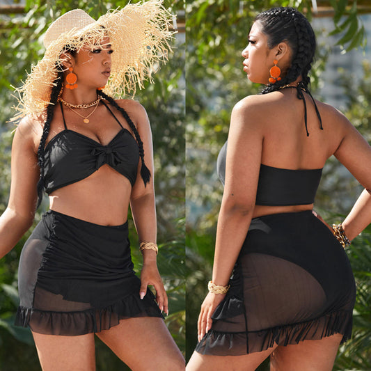 LF (L-4XL) swimsuit women's split solid color plus size sexy