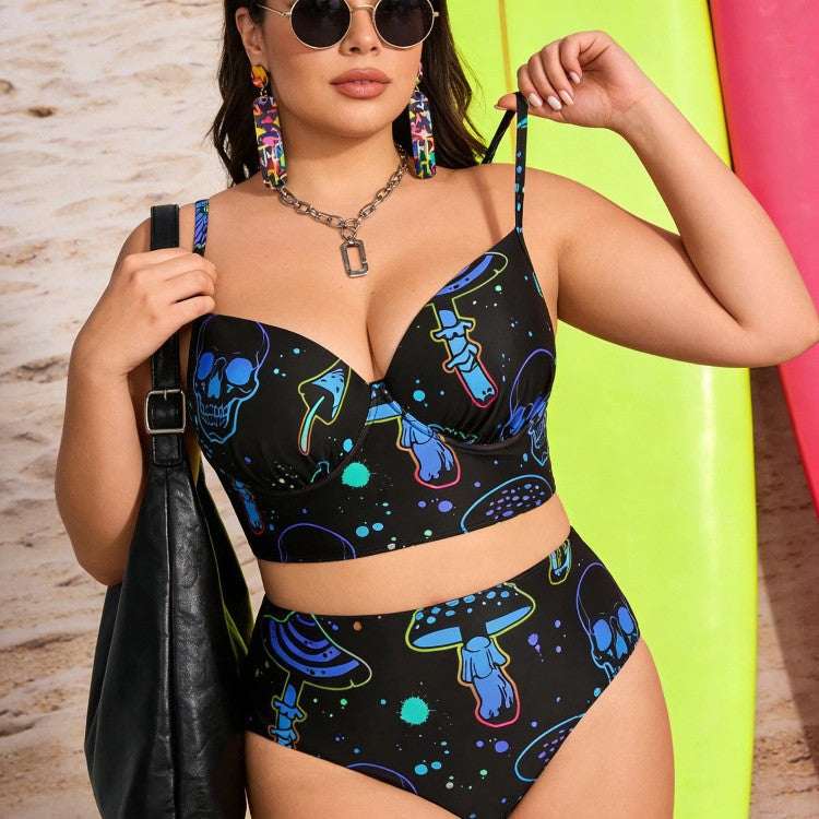 CL (L-4XL) 2026 printed bikini set with steel bracket