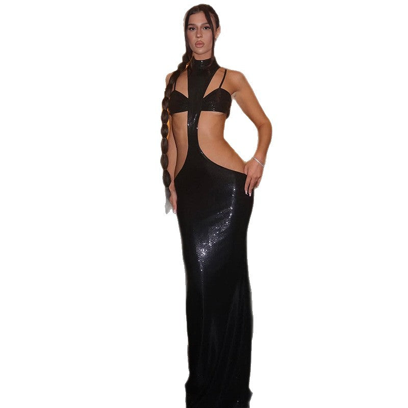 DLS summer strap tube top half turtleneck sheath dress suit