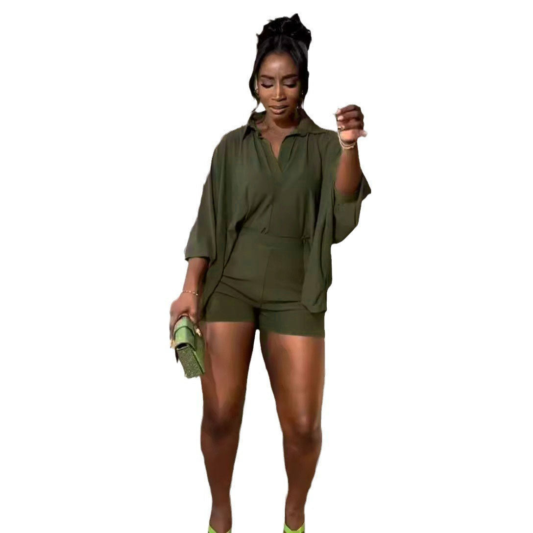 GY (S-3XL) S10731 batwing sleeve shirt loose two-piece suit