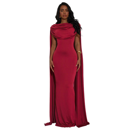 MYF (S-2XL) 944 backless evening gown pleated dress