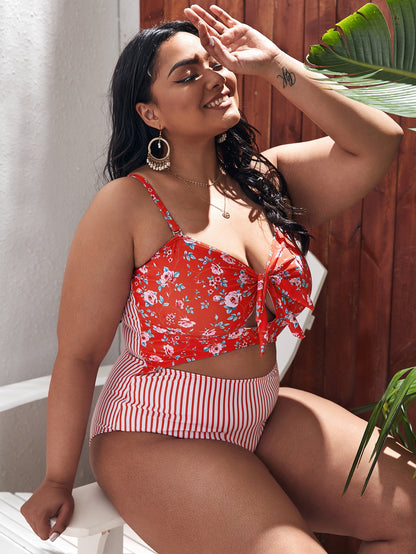 LF (L-4XL) swimsuit women's one piece sexy plus size floral