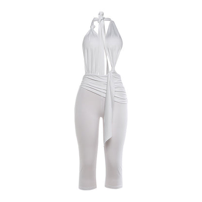 SXR K6Q06471A spring sexy backless halter lace-up solid color slim fit bodysuit