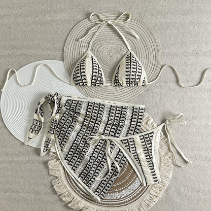 (4 days ready to ship) SY 2026 composite fabric three-piece mesh skirt bikini swimsuit