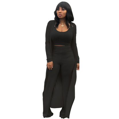 MYF (S-2XL) high elastic sunken stripe three-piece suit