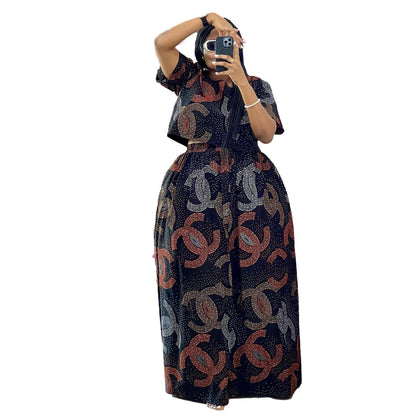 GY (S-3XL) S10710 printed loose wide leg loose loose trousers two-piece set