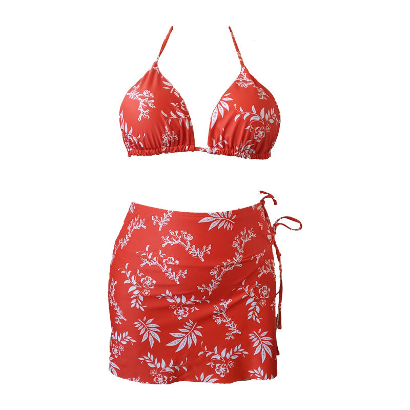 LF (L-4XL) 2026 swimsuit female split triangle plus size printed three-piece set