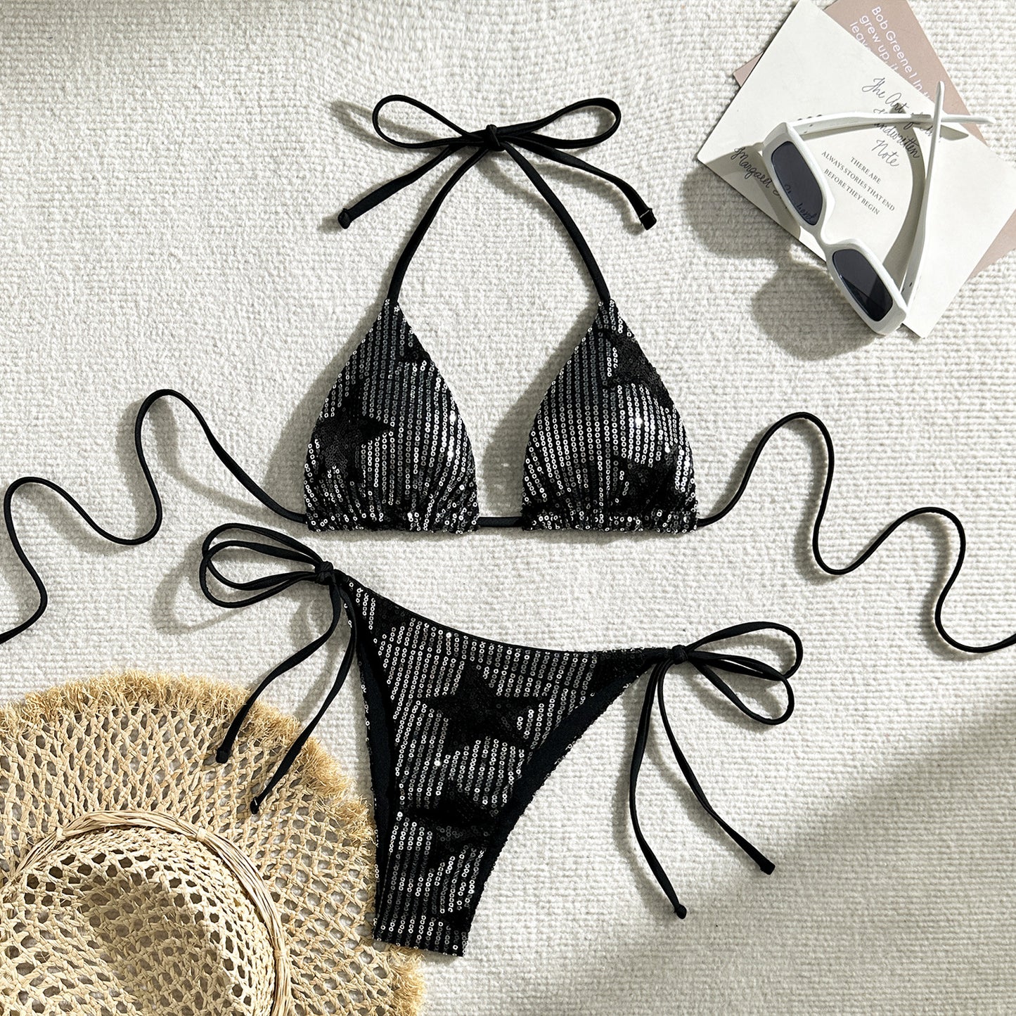 (4 days ready to ship) SY star sequins split swimsuit bikini