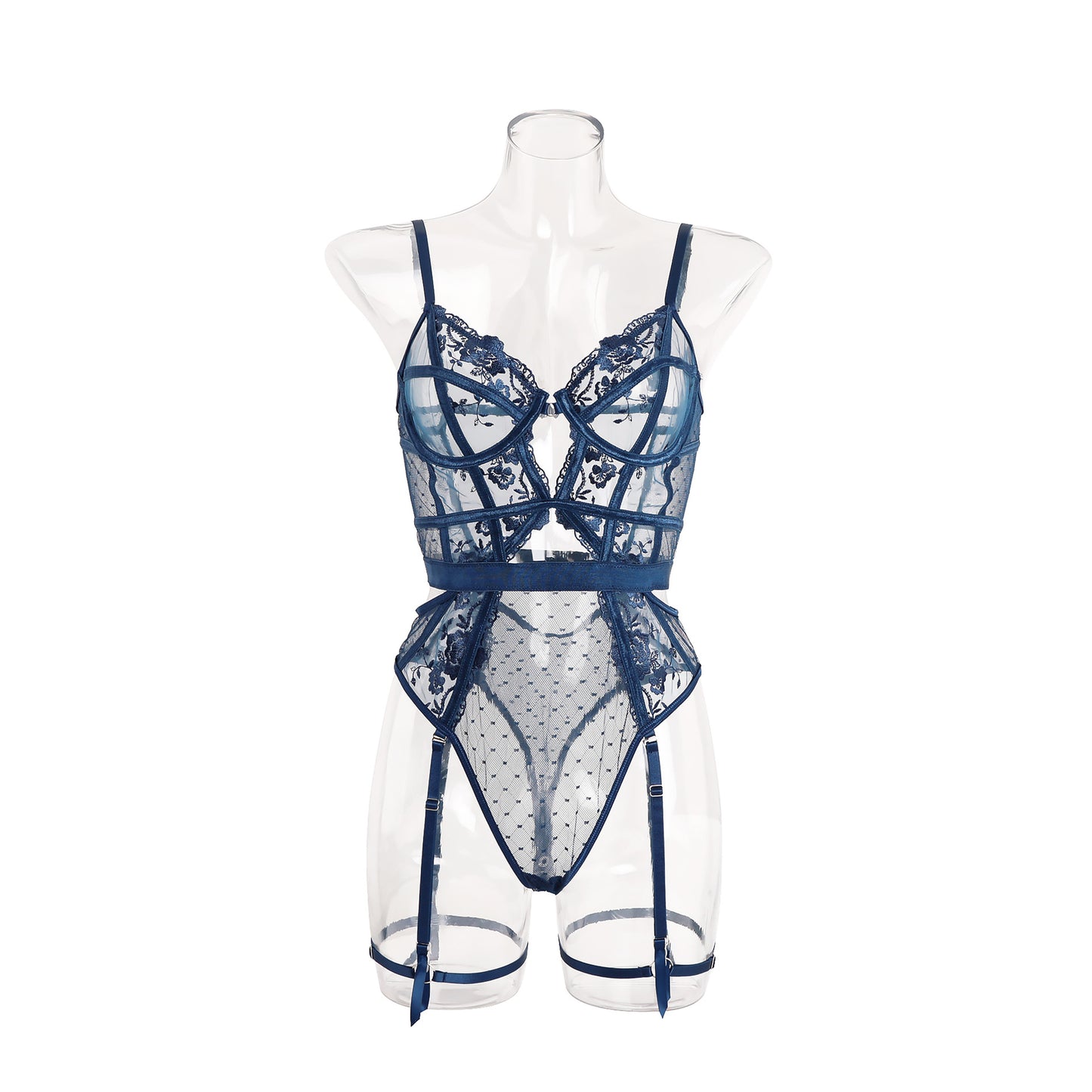 Seduction lace sleeveless jumpsuit see-through underwear