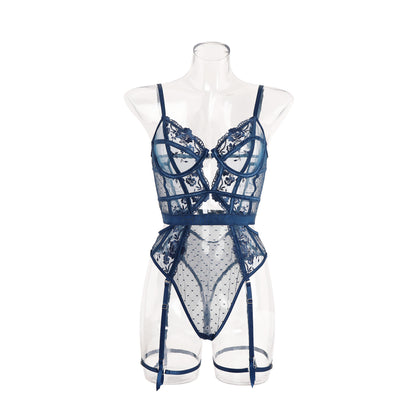 Seduction lace sleeveless jumpsuit see-through underwear