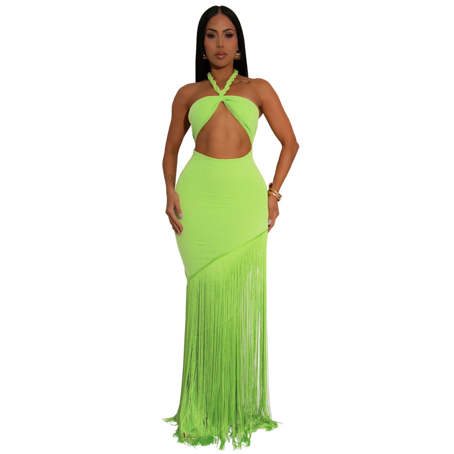 XYZ C7453 summer dress tassel stitching tube top dress