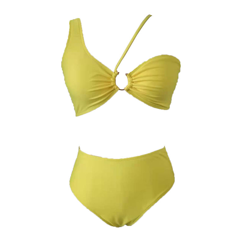 LF (L-4XL) swimsuit women's sexy split bikini solid color plus size plus-sized