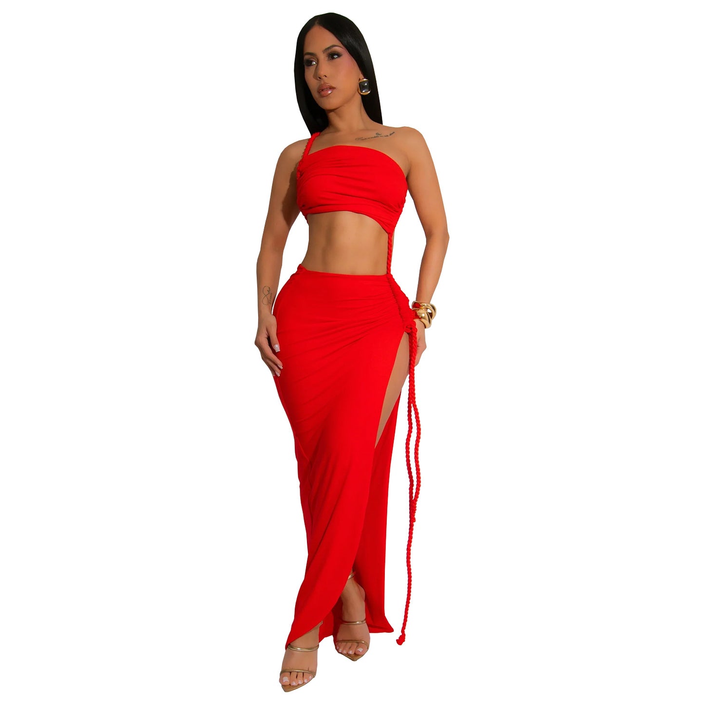 XYZ C7342 summer chest wrap side slit dress