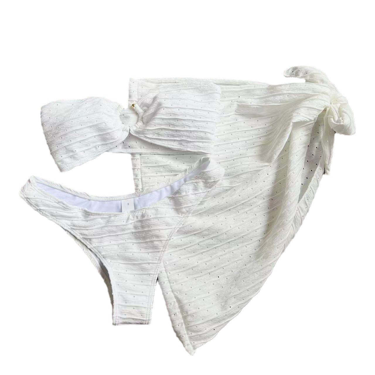 (4 days ready to ship) SY tube top skirt three-piece bikini swimsuit