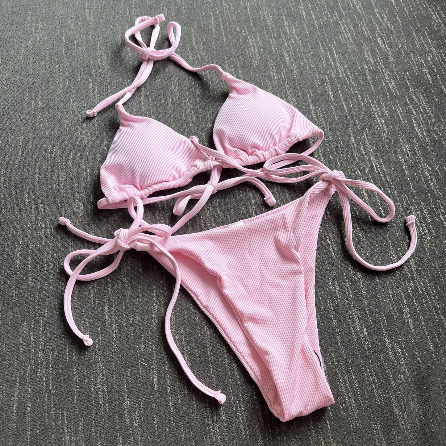 (4 days ready to ship) SY three-point small sunken stripe split bikini