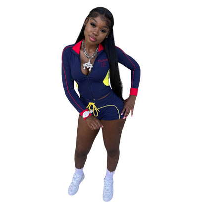 MZ (S-2XL) MZ88660 embroidery contrast color stretch sportswear