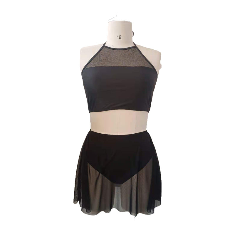 LF (L-4XL) split Black Ribbon yarn bikini swimsuit women's plus size