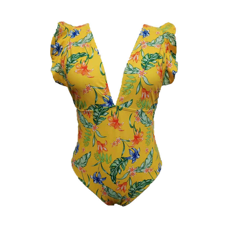 LF (L-4XL) swimsuit women's one piece sexy plus size floral