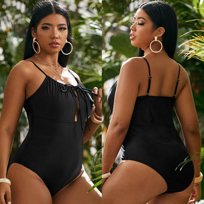 LF (L-4XL) swimsuit female one-piece black plus size sexy